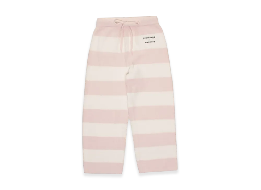 STARBUCKS x GELATO PIQUE Powder Bear Embroidery Border Long Pants "Soft Pink"