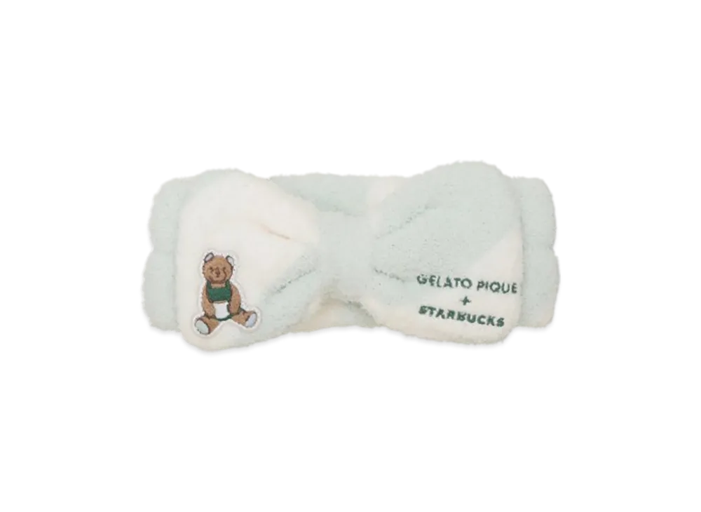 STARBUCKS x GELATO PIQUE Powder Bear Embroidery Border Hairband "Mint Green"