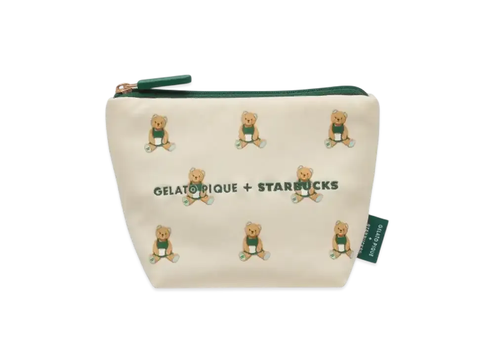 スタバx gelato pique ベア柄ポーチ アイボリー STARBUCKS x GELATO PIQUE Bear Pattern Pouch 