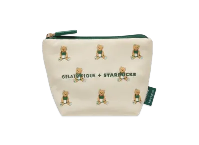 STARBUCKS x GELATO PIQUE Bear Pattern Pouch "Ivory"