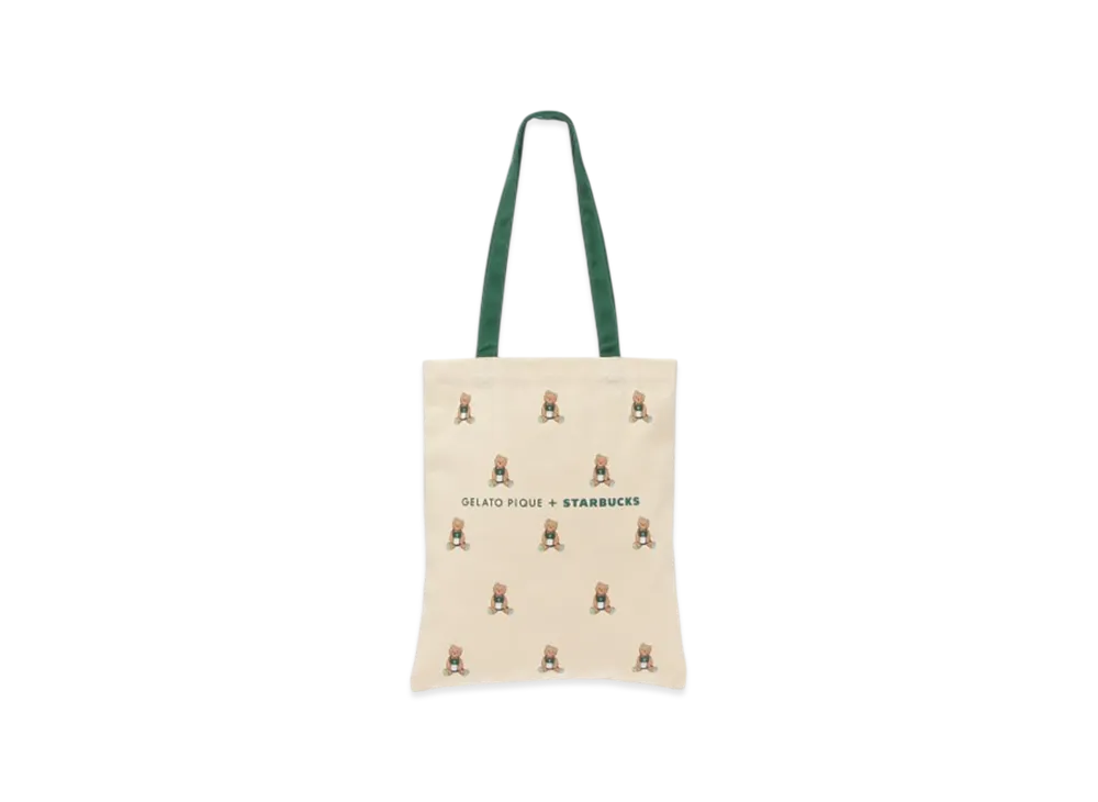 STARBUCKS x GELATO PIQUE Bear Pattern Tote Bag "Ivory"