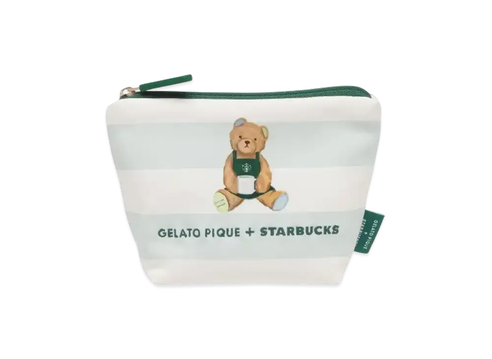 STARBUCKS x GELATO PIQUE Bear Print Border Pouch "Mint Green"