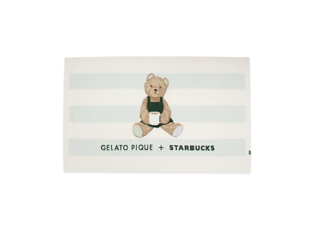 STARBUCKS x GELATO PIQUE Powder Bear Jacquard Border Blanket "Mint Green"