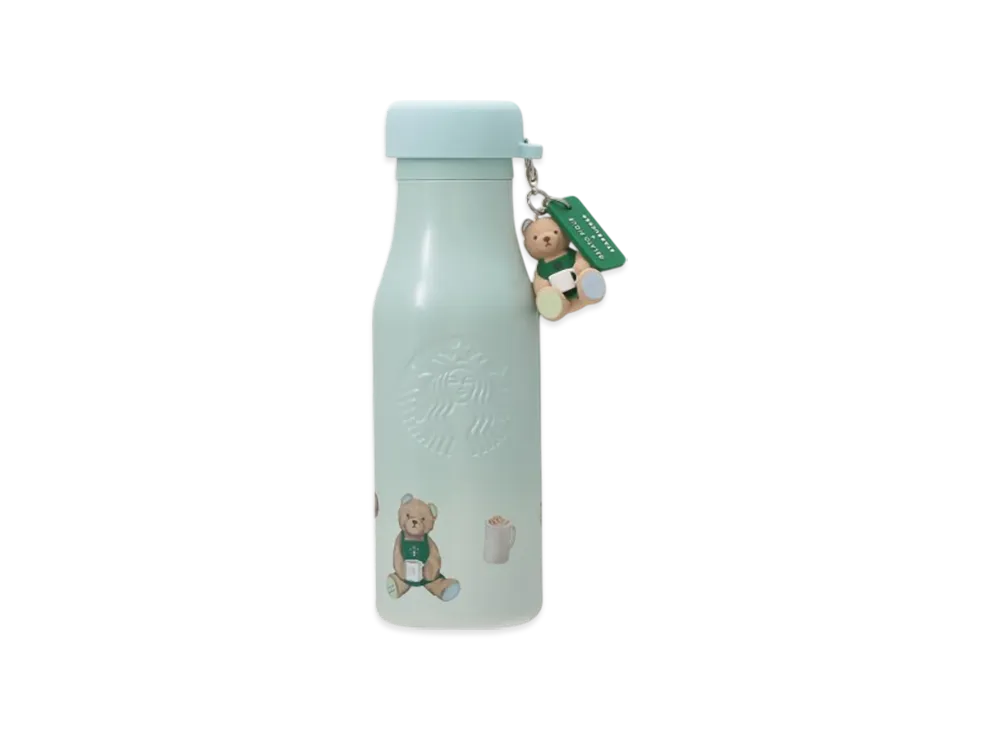 STARBUCKS x GELATO PIQUE Stainless Steel Bottle with Lid Cover Bear Charm 473ml "Mint Green"