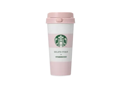 STARBUCKS x GELATO PIQUE Border Stainless Steel TOGO Bottle 473ml "Soft Pink"