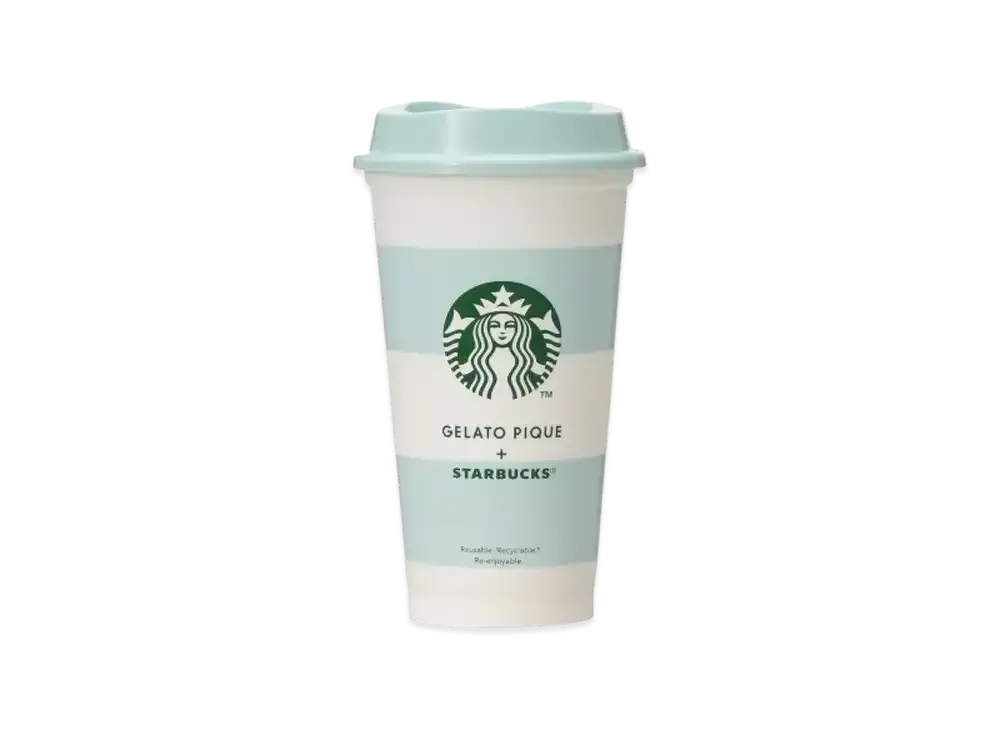STARBUCKS x GELATO PIQUE Border Reusable Cup 473ml "Mint Green"