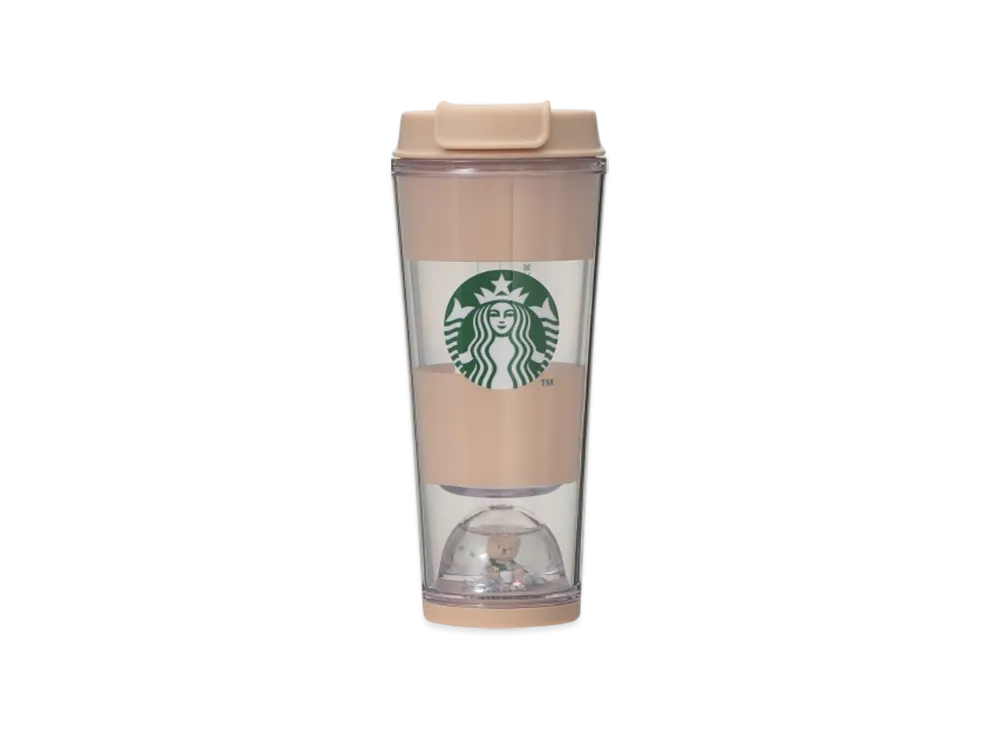 STARBUCKS x GELATO PIQUE Bear Snow Globe Border Tumbler 355ml "Mocha Beige"