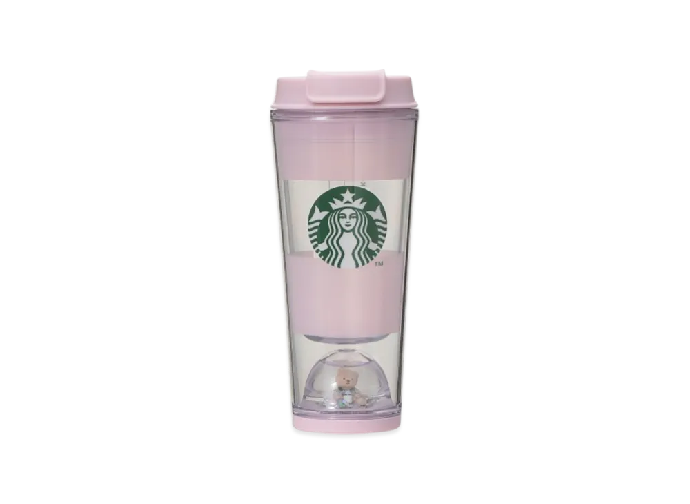 STARBUCKS x GELATO PIQUE Bear Snow Globe Border Tumbler 355ml "Soft Pink"