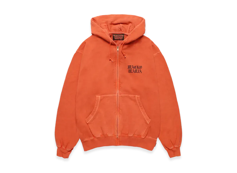 WACKO MARIA Death Row Records / Garment Dyed Zip Hooded Sweat Shirt "Orange"