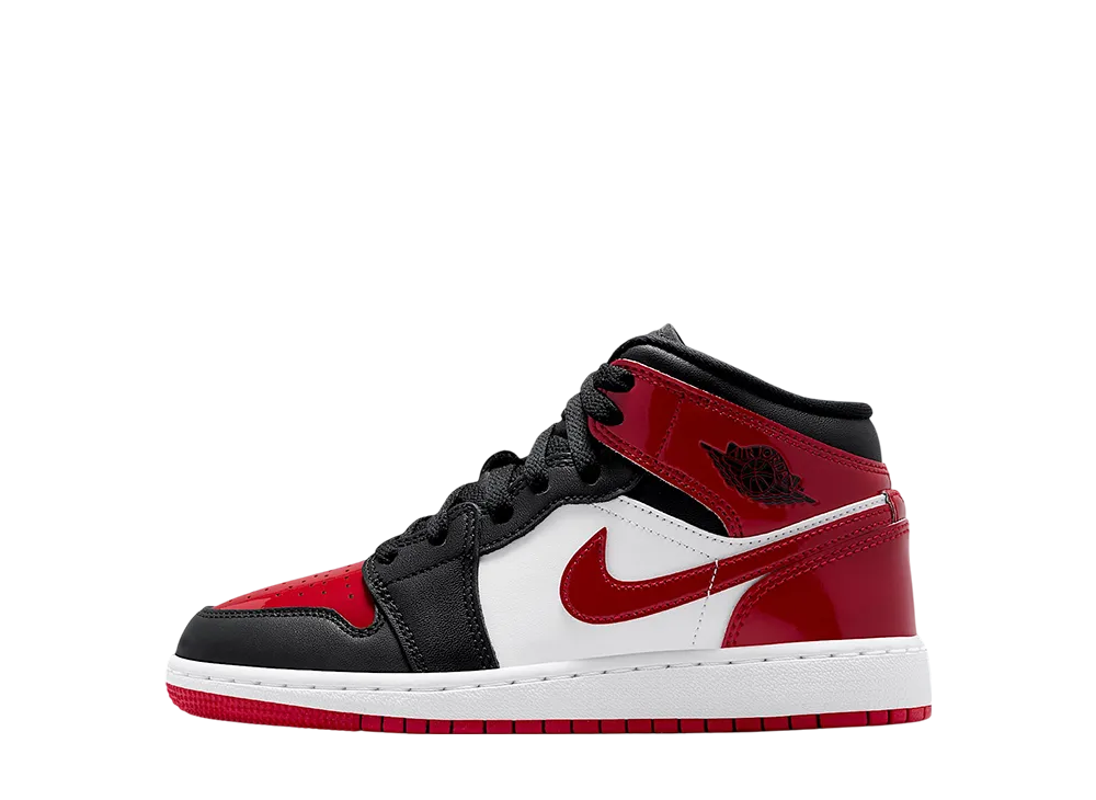 ナイキ GS エアジョーダン1 ミッド "ブラック/ホワイト/バーシティレッド" (キッズ)