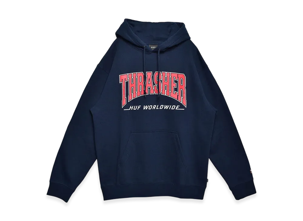 HUF x THRASHER Bayview P/O Hoodie "Navy"