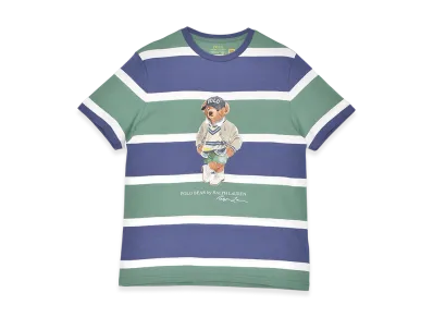 Polo Ralph Lauren Bear Striped Cotton Jersey T-Shirt "Green Multi"