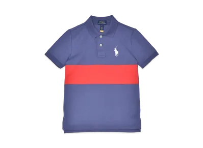 Polo Ralph Lauren Cotton Jersey Center Stripe Polo Kids "Blue/Red"