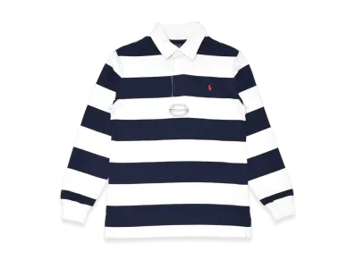 Polo Ralph Lauren Striped Cotton Jersey Rugby Shirt Kids "White/Navy"