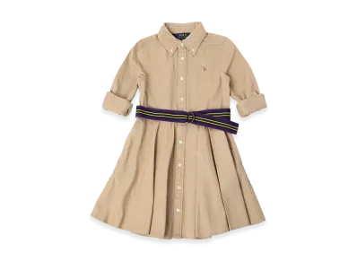 Polo Ralph Lauren Belt Ctton Chino Shirt Dress Kids "Khaki"