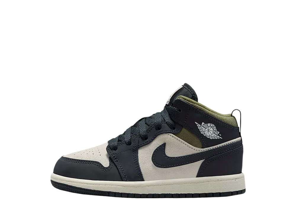 ナイキ PS ジョーダン1 ミッド SE "ライトオールウッドブラウン/ミディアムオリーブ/セイル/オフノワール" (キッズ)