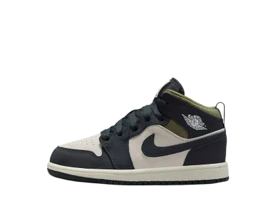 ナイキ PS ジョーダン1 ミッド SE "ライトオールウッドブラウン/ミディアムオリーブ/セイル/オフノワール" (キッズ)