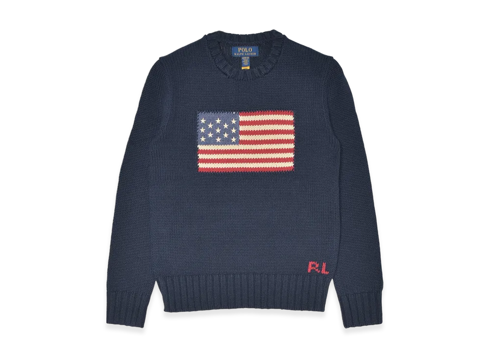 Polo Ralph Lauren Flag Cotton Crew Neck Sweater "Hunter Navy"