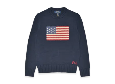 Polo Ralph Lauren Flag Cotton Crew Neck Sweater "Hunter Navy"