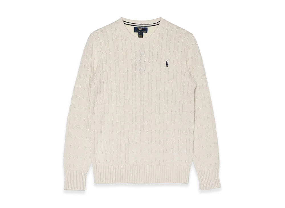 Polo Ralph Lauren Kids LS Cable-Knit Crew Sweater "White"