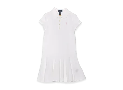 Polo Ralph Lauren Stretch Cotton Mesh Polo Dress Kids "White"