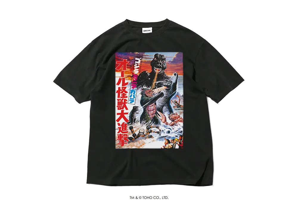 GODZILLA | HOMEGAME \ 1969 ゴジラ・ミニラ・ガバラ オール怪獣大進撃 TEE BLACK
