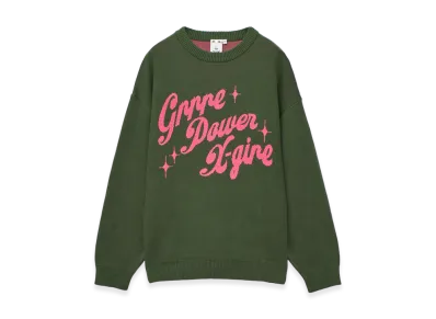 X-Girl Girl Power Logo Jacquard Knit Top "Olive"