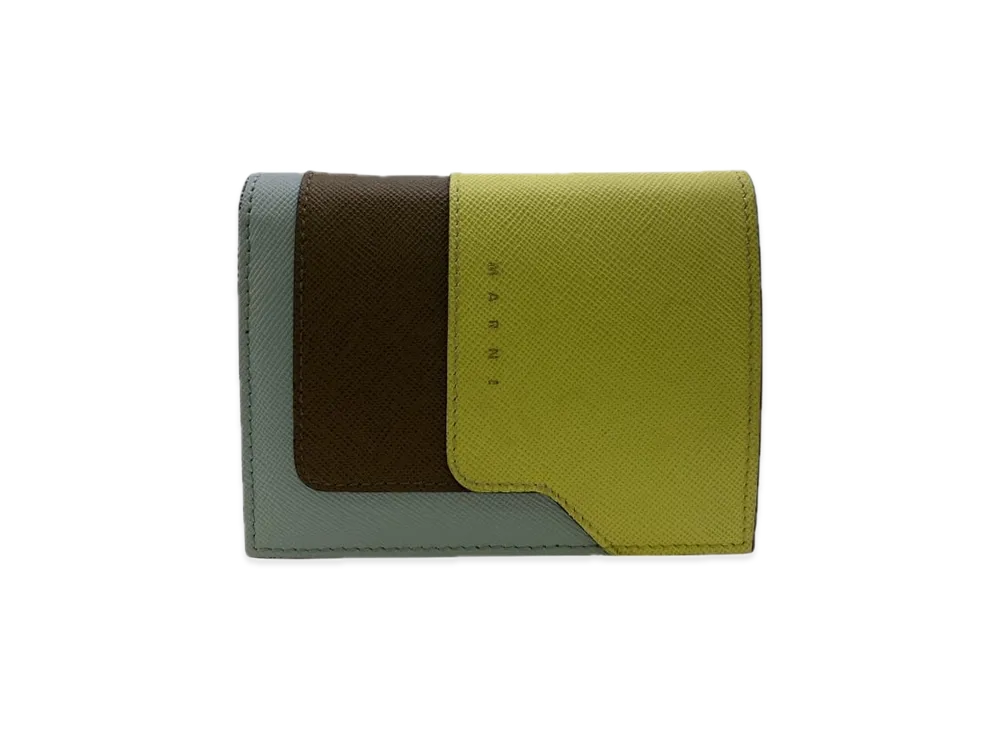 MARNI Saffiano Leather Bi-Fold Wallet "Brick/Talc" "Yellow/Brown"