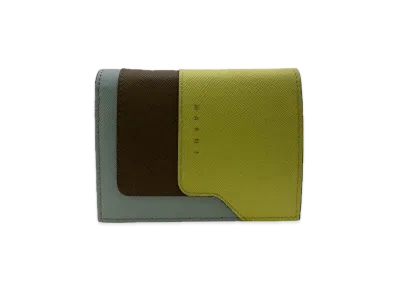 MARNI Saffiano Leather Bi-Fold Wallet "Brick/Talc" "Yellow/Brown"