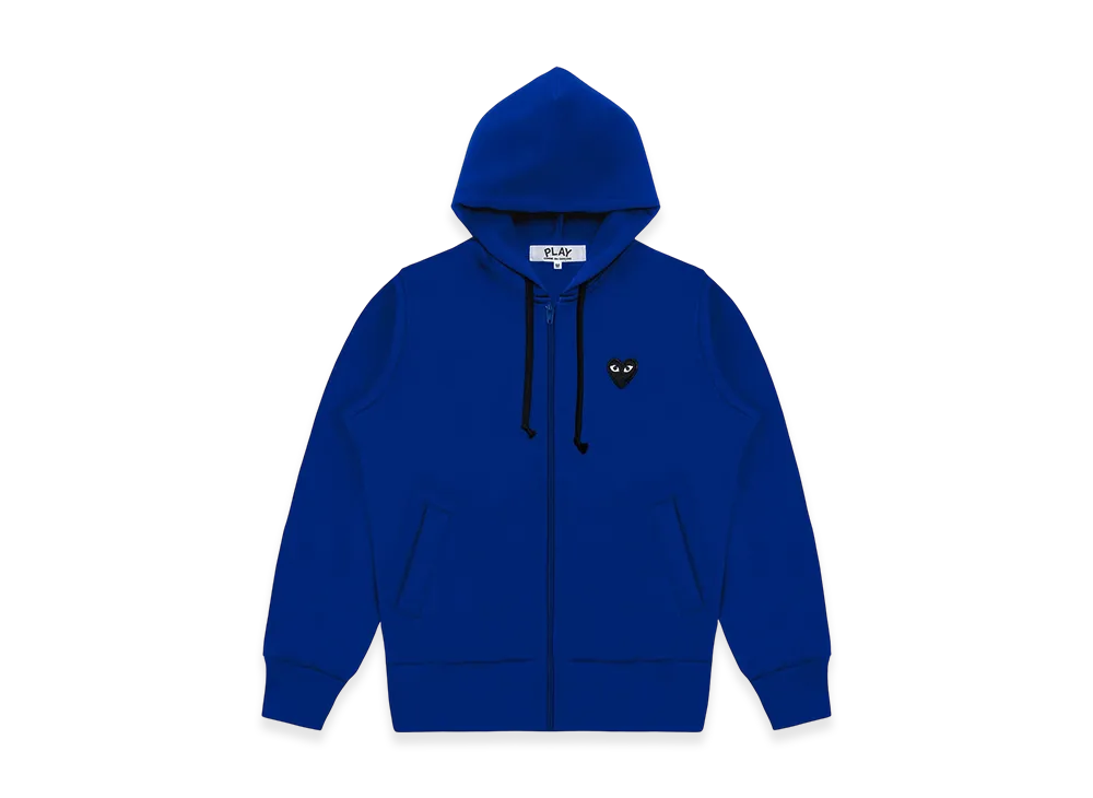 COMME des GARCONS PLAY Back Black X White Big Heart Zip-Up Hoodie With Black Emblem "Navy"