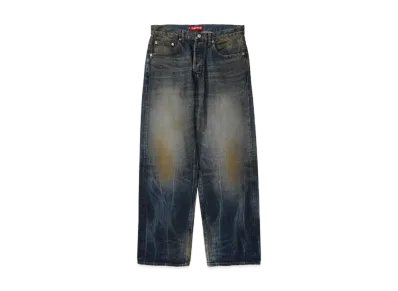 Supreme Distressed Loose Fit Selvedge Jean (25FW) "Washed Indigo"
