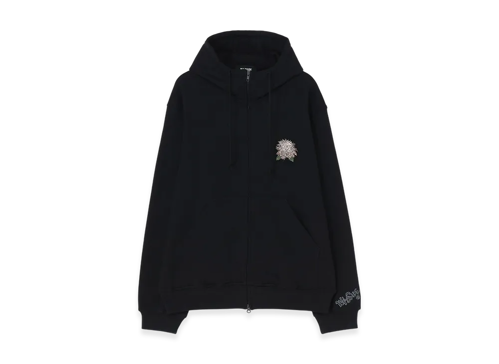 WILDSIDE YOHJI YAMAMOTO Embroidery Dahlia Zip Hoodie "Black"