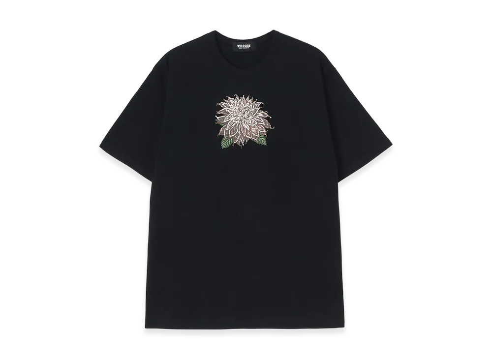 WILDSIDE YOHJI YAMAMOTO Embroidery Dahlia SS T-shirt "Black"
