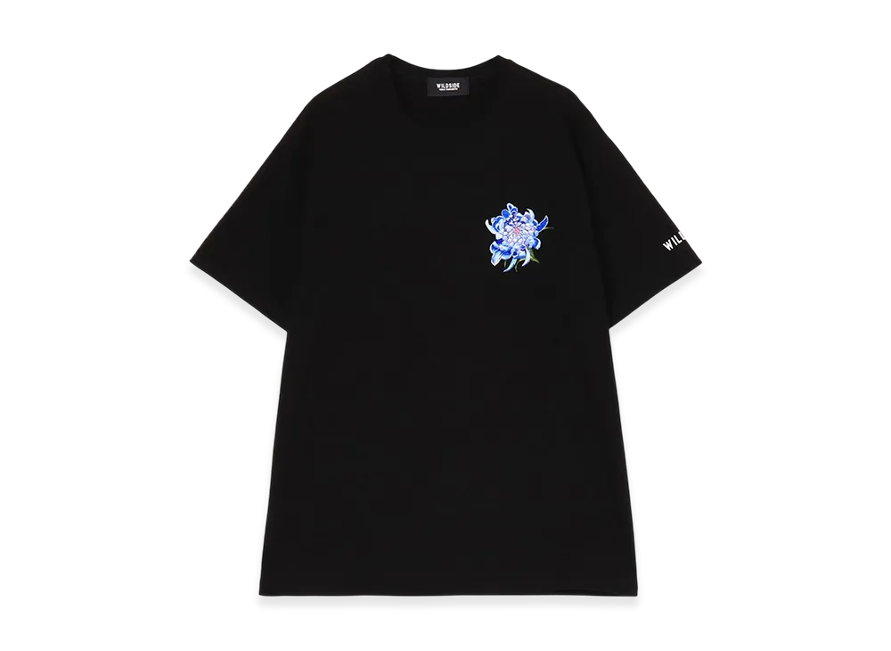 WILDSIDE YOHJI YAMAMOTO Embroidery Lily T-Shirt "Black"