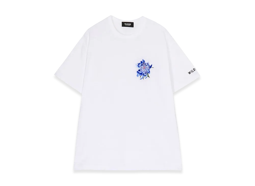 WILDSIDE YOHJI YAMAMOTO Embroidery Lily T-Shirt "White"