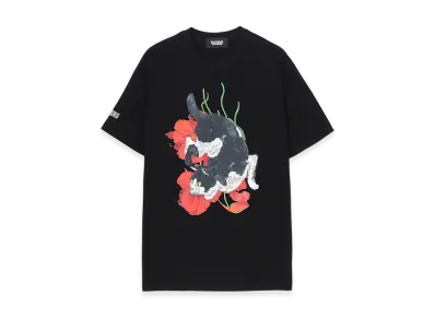 WILDSIDE YOHJI YAMAMOTO Harajuku Cat And Flower SS T-Shirt "Black"