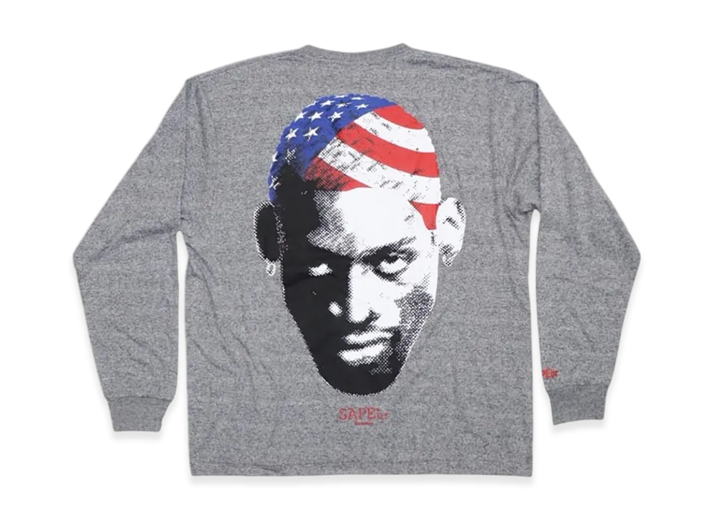 SAPEur Archive Series Stars And Stripes Headl L/S Tee "Gray"