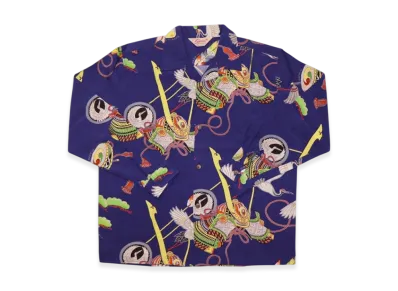 SAPEur Official Hawaiian Shirt Tsuru Kabuto L/S "Navy Blue"