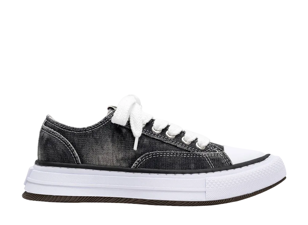 Maison MIHARA YASUHIRO YUCCA OG Sole Bleach-Wash Denim Canvas Low-top Sneaker "Black"