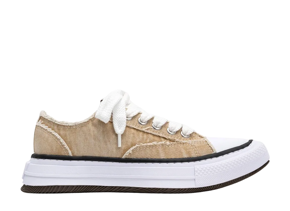 Maison MIHARA YASUHIRO YUCCA OG Sole Bleach-Wash Denim Canvas Low-top Sneaker "Beige"
