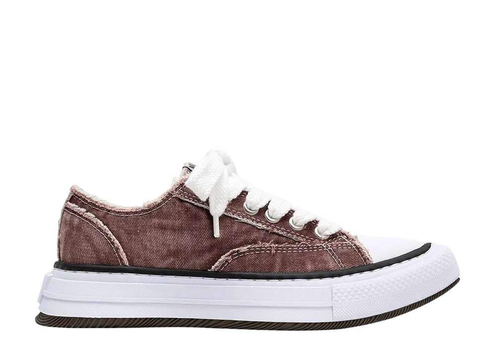 Maison MIHARA YASUHIRO YUCCA OG Sole Bleach-Wash Denim Canvas Low-top Sneaker "Bordeaux"