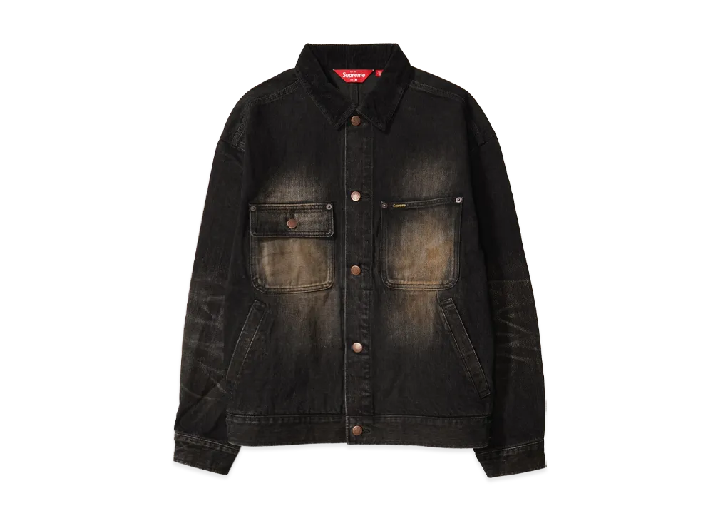 Supreme Distressed Selvedge Trucker Jacket (25FW) "Washed Black"