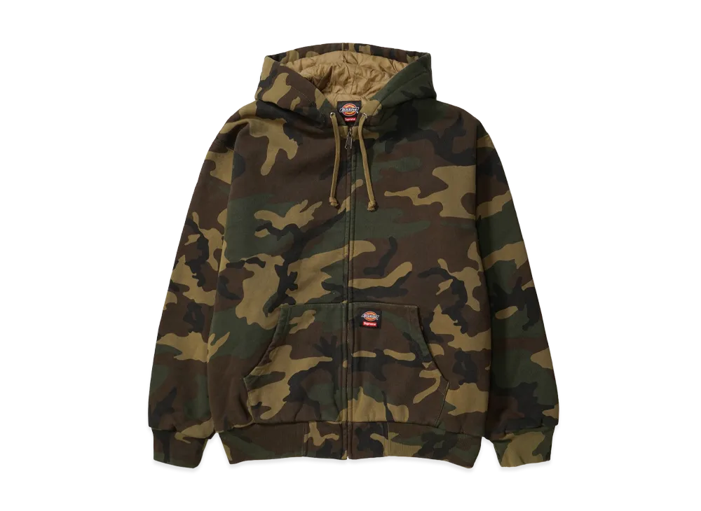 Supreme x Dickies Quilted Lined Zip Up Hooded Sweatshirt "Woodland Camo"