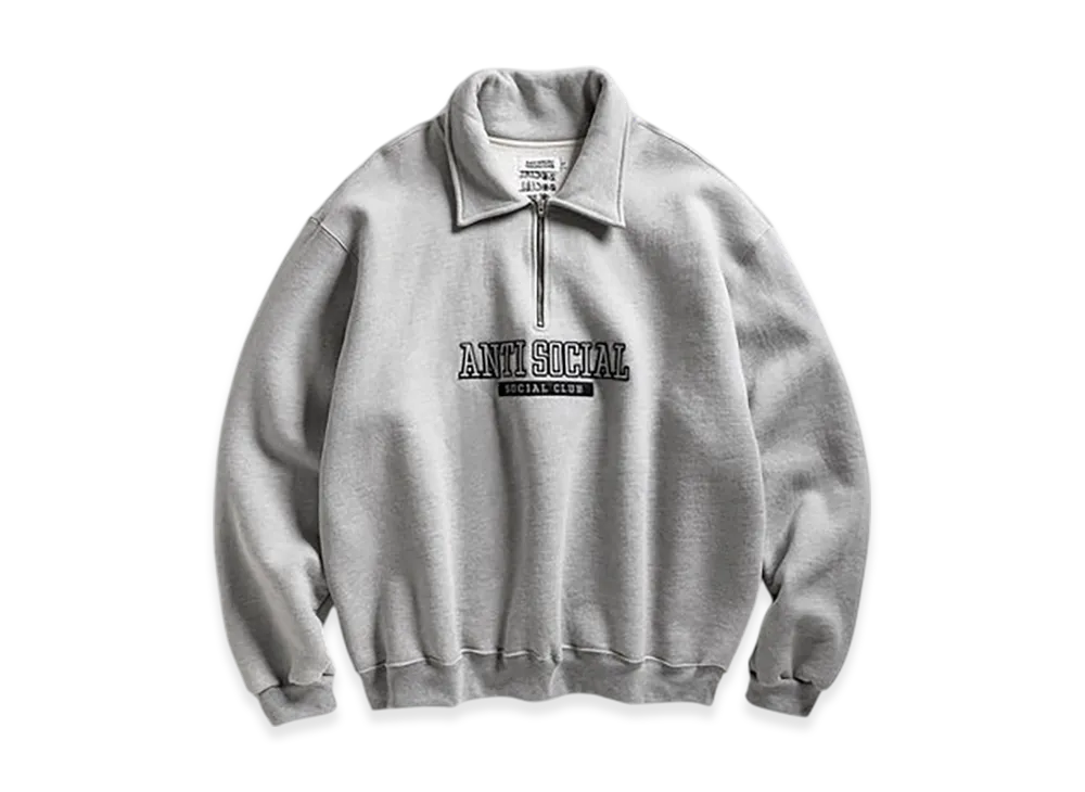 ANTI SOCIAL SOCIAL CLUB Felt The Same Applique Quarter-Zip "Gray"