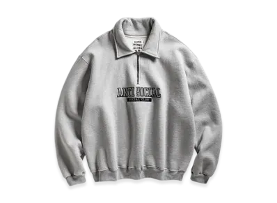 ANTI SOCIAL SOCIAL CLUB Felt The Same Applique Quarter-Zip "Gray"