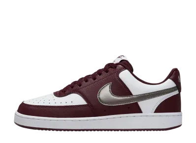 Nike Women's Court Vision Low Next Nature "White/Burgundy Crush/Metallic Pewter"