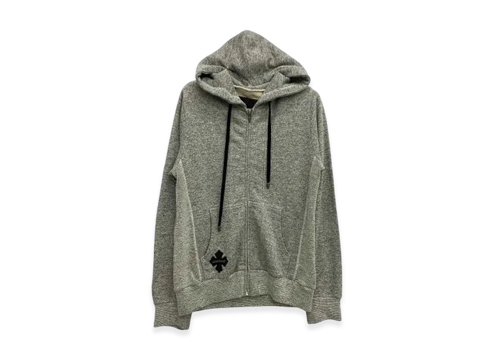 Chrome Hearts Dagger Zip CH Plus Leather Patch Boro Chip Hoodie "Grey"