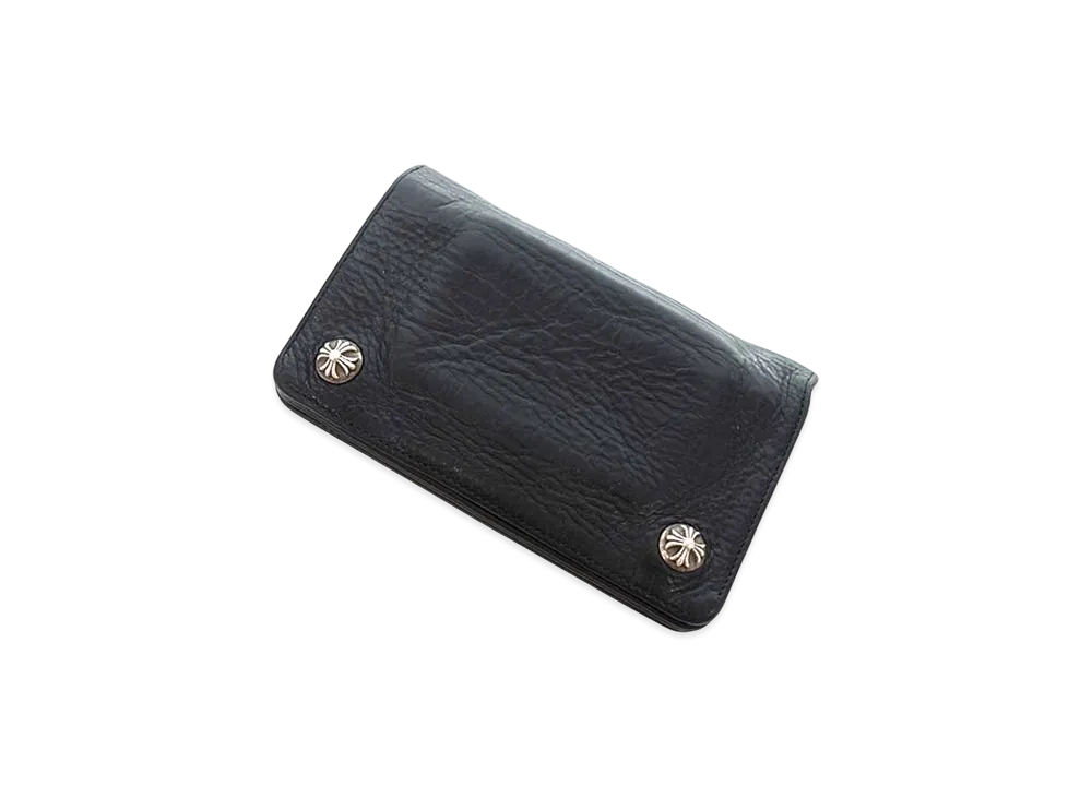 Chrome Hearts 1 Zip Cross Button Leather Wallet "Black"
