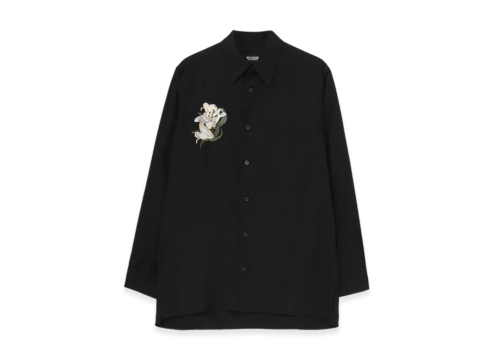 WILDSIDE YOHJI YAMAMOTO Lily Embroidery Shirt "Black"