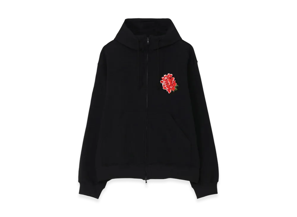 WILDSIDE YOHJI YAMAMOTO Embroidery Zip Hoodie (Peony) "Black"